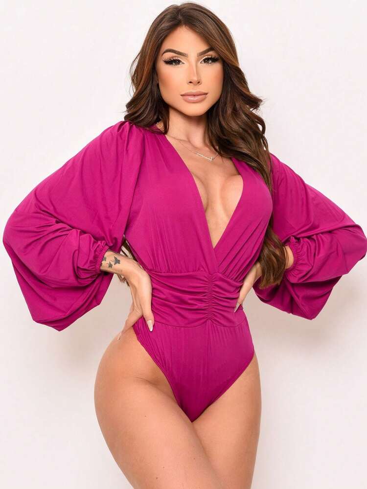 Women Bodysuits - 玫瑰紅 - 查看 3