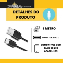 Cabo Carregador Tipo C 1 Compativel Com A8 S8 S9 A31 A32 A71 A73 A51 Top - Preto - Visão 2