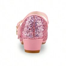 Girls Princess Shoes Sequins Sweet Bows High Heels Wedding Party Dress Shoes Dance Bright Diamond Cosplay Christmas Festival Shoes Pink Blue Purple Gold Silver - 粉色 - 查看 3