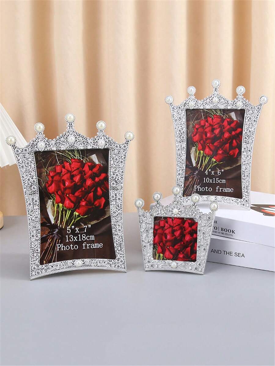1pc Faux Pearl Decor Photo Frame With Random Inner Paper - Multicolor - View 1