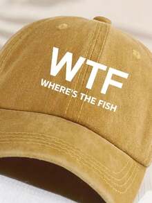 1 件男女通用遮阳复古水洗棒球帽，带时尚图案，适合户外运动 - 黃色 - 查看 3