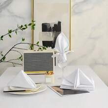 6pcs White Napkins With High-Grade Soft Plush Feel, Edged Design, Suitable For Parties/Restaurants/Weddings/Hotels - White - View 3
