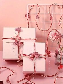 1入組情人節愛心珠編織帶,適用於禮物、花束包裝及婚禮diy裝飾 - 紅色 - 查看 3