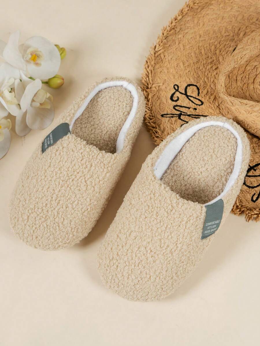 Women's New Home Slippers Rabbit Fur Slippers Soft Plush Shoes Indoor Anti-Skid Silent Warm Shoes - Apricot - View 1