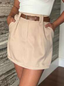 Women Shorts - 米色 - 查看 6