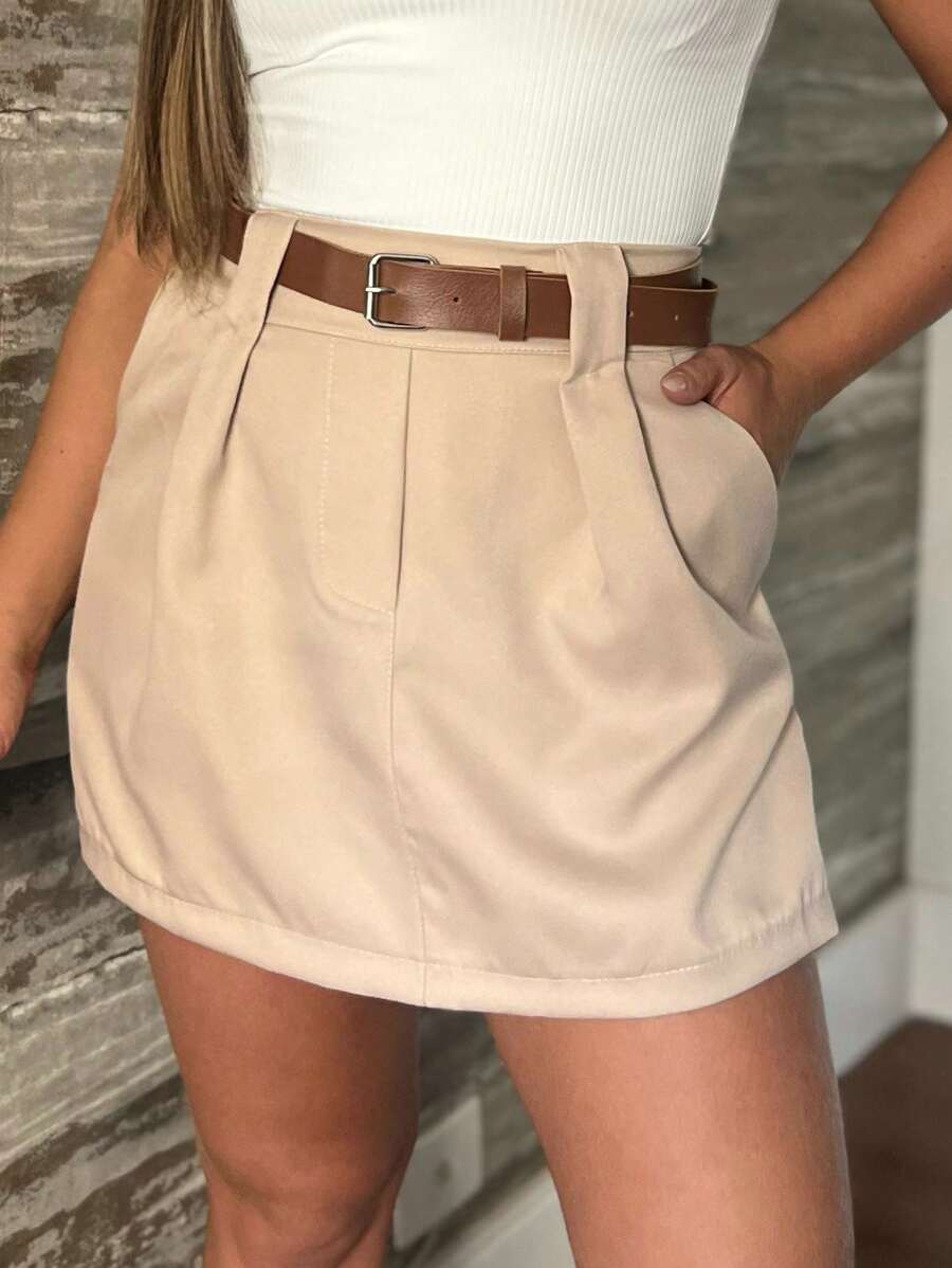 Women Shorts - 米色 - 查看 1