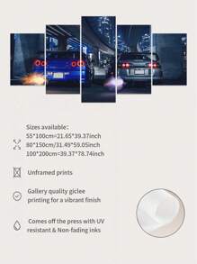 5入組現代時尚奢華跑車主題客廳/臥室裝飾畫 - 彩色 - 查看 8