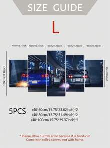 5入組現代時尚奢華跑車主題客廳/臥室裝飾畫 - 彩色 - 查看 6