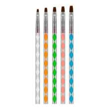 Kit c/5 Pincéis Para Aplicação De Gel Unhas FIBRA GEL Profissionais /BAZAR NAIL - Multicolorido - Visão 3