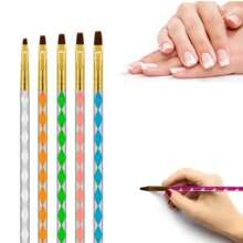 Kit c/5 Pincéis Para Aplicação De Gel Unhas FIBRA GEL Profissionais /BAZAR NAIL - Multicolorido - Visão 1
