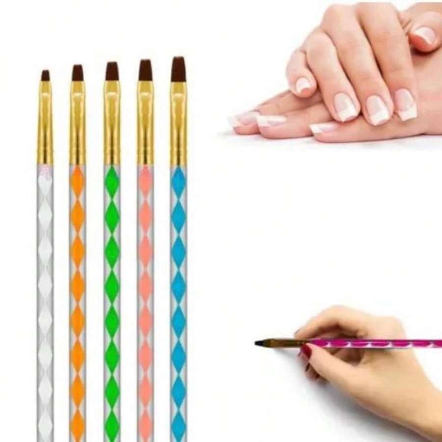 Kit c/5 Pincéis Para Aplicação De Gel Unhas FIBRA GEL Profissionais /BAZAR NAIL - Multicolorido - Visão 1