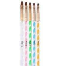 Kit c/5 Pincéis Para Aplicação De Gel Unhas FIBRA GEL Profissionais /BAZAR NAIL - Multicolorido - Visão 2