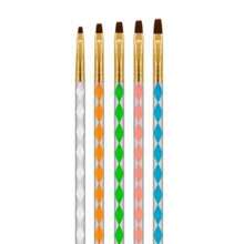 Kit c/5 Pincéis Para Aplicação De Gel Unhas FIBRA GEL Profissionais /BAZAR NAIL - Multicolorido - Visão 5
