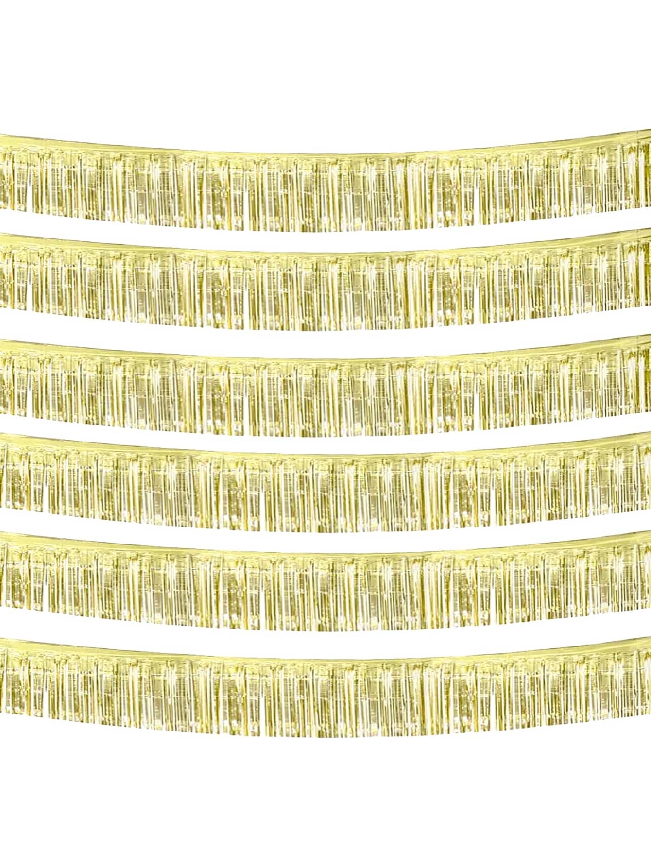 6入組10英尺淺金色箔片花邊裝飾,金屬金屬亮片彩帶牆掛式簾幕背景旗幟,適用於遊行花車、單身派對、婚禮、生日派對裝飾 - 淺金 - 查看 1