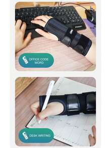 AOLIKES 1pc Black Steel Plate Supported Wrist Wrap For Sports Injuries With Detachable Fixing Plate & Pressure Bands For Palm Protection - Black - View 9