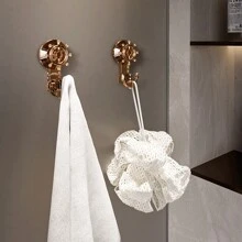 1pc Vacuum Suction Cup Hook, Traceless Adhesive, Luxury Style, No Drilling Needed For Bathroom Towel Hanging - Gold - View 1