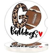 2入組汽車吸水杯墊,2.56英吋足球隊陶瓷汽車杯座墊,配有指尖握把和車用軟木底,可拆卸可愛的汽車配件,維護車輛清潔男性專屬 - 彩色 - 查看 1