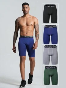 男士健身訓練健美短褲,有口袋,透氣排汗,輕盈彈性 - 黑色 - 查看 2