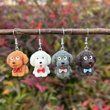 1pair Cute Teddy Dog Shape Resin Dangle Earrings, Diy Jewelry Accessories, Pet Lover Gift For Her - Teddy Dog - View 7