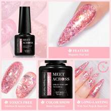 8入組7ml全息閃粉凝膠指甲油套裝,閃閃發光的亮片顏色,輕鬆卸除,適用於uv Led光療指甲彩繪 - 彩色 - 查看 8