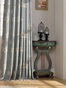 1pc Embroidered Semi-Blackout Curtain - Grey - View 4