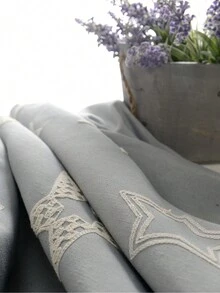 1pc Embroidered Semi-Blackout Curtain - Grey - View 3