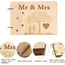 1 件木质宾客簿婚礼宾客簿，带个性化雕刻婚礼相册婚礼礼物先生和夫人宾客簿，用于结婚周年纪念、新娘和新郎订婚 10 页、圣诞节 - 卡其色 - 查看 7