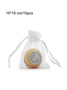 10pcs Candy Colored Organza Pouches For Jewelry Packaging, Gifts, Candies, Bugs Prevention With Drawstring - White - View 16