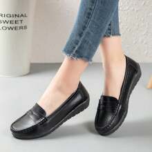 秋季新品，女士平底舒適護士鞋，鞋面材質為橡膠，鞋底為橡膠材質 - 黑色 - 查看 3