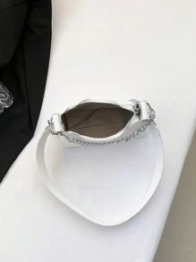 1 Chiếc Túi Đeo Chéo Đeo Vai Hot Girl Đa Năng Phong Cách Y2K Dây Xích PU - trắng - Xem 6