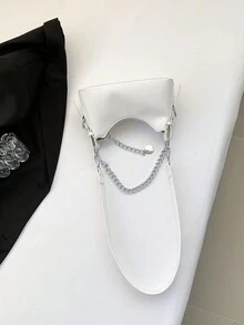 1 Chiếc Túi Đeo Chéo Đeo Vai Hot Girl Đa Năng Phong Cách Y2K Dây Xích PU - trắng - Xem 5