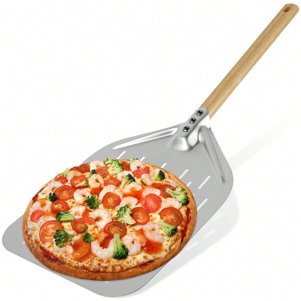 12inch Pizza Peel Aluminium Alloy Pizza Shovel With Handle Non-Stick Perforated Pizza Shovel Lightweight Pizza Shovel Reusable Pizza Peel For Homemade Baking Pizza Bread