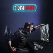 1PC ON AIR Led Neon Light With Back Panel, Neon Lights Sign For Wall Decor, USB Powered And Brightness Adjustable Led Neon Signs,For Club,Garage, Bar,Restaurants, Influencers, Malls, Bedroom, Kids Room, Birthday, Party, Art, Game Zone Decoration - Ice Blue+White+Red - View 7