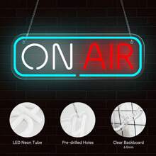 1PC ON AIR Led Neon Light With Back Panel, Neon Lights Sign For Wall Decor, USB Powered And Brightness Adjustable Led Neon Signs,For Club,Garage, Bar,Restaurants, Influencers, Malls, Bedroom, Kids Room, Birthday, Party, Art, Game Zone Decoration - Ice Blue+White+Red - View 4