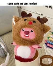 吐司海狸造型毛绒玩偶挂件，可爱卡通创意个性化包包吊坠 - 粉色 - 查看 1