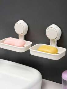 1pc Suction Cup Mounted Soap Box Soap Holder - White - View 4