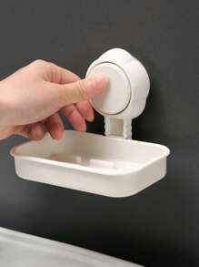1pc Suction Cup Mounted Soap Box Soap Holder - White - View 1