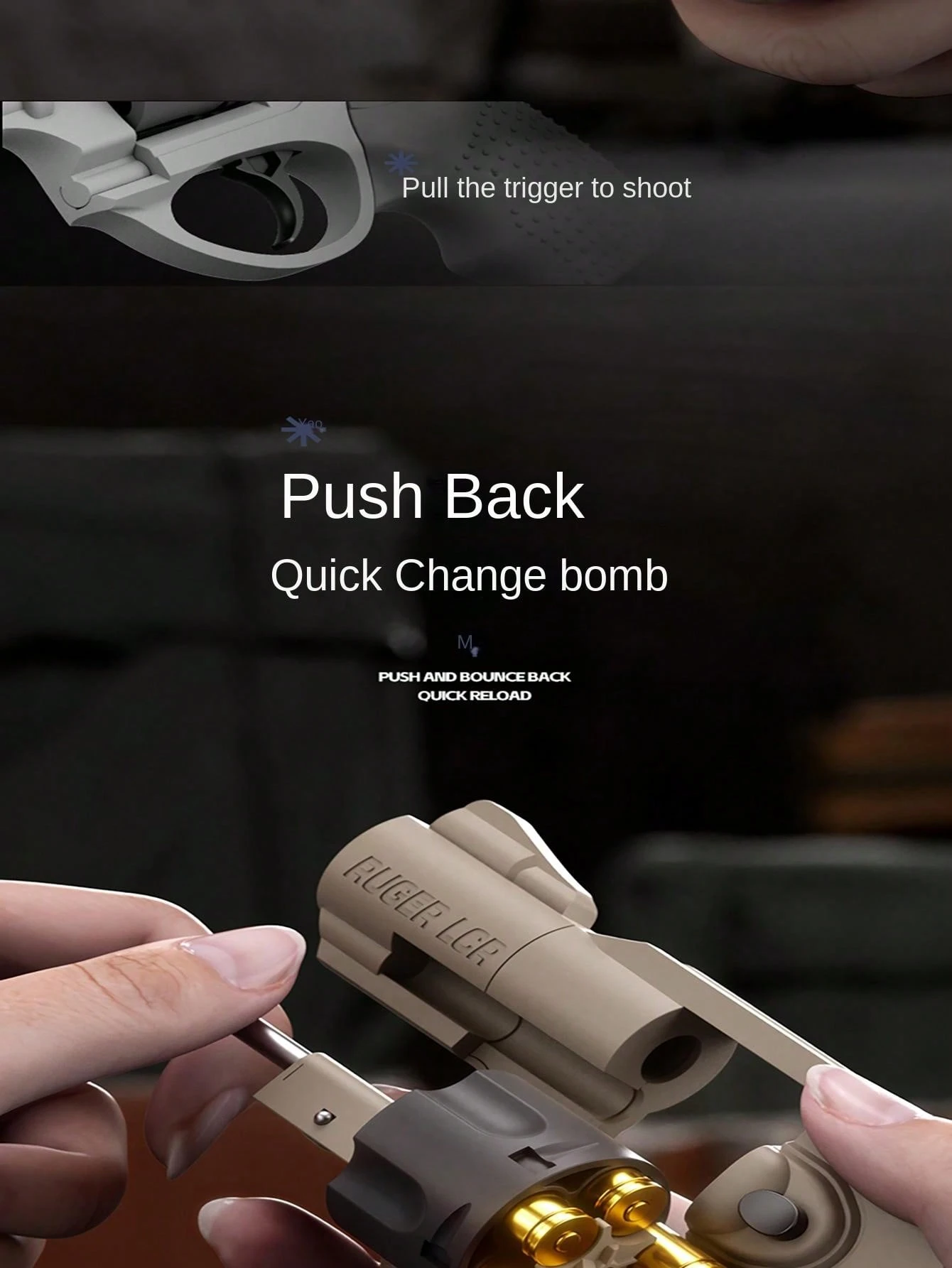 Shell Ejecting Revoler Ruger Mechanical Semi-Automatic Soft Bullet Revolver Toy Gun With Auto ...