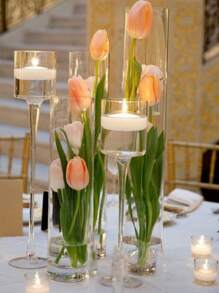 3 件/套高玻璃花瓶燭台家居裝飾婚禮用品,浪漫燭光晚餐道具,婚禮派對餐桌透明玻璃裝飾,水上漂浮蠟燭杯,適合婚禮酒店餐廳 - 彩色 - 查看 1