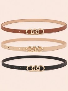 3入組/套pu細腰帶,配有合金扣,女士日常裝飾腰帶 - 彩色 - 查看 2