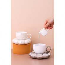 NJCHARMS 1 Set New Macaron Series Ceramic Craft Coffee Mug - Sunflower Base Styling, Non-Slip & Scald-Proof Design,Cups Creative Home Decoration - Multicolor - View 3