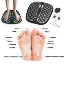 Tapete Massageador Elétrico para Pés com Estimulador EMS Portátil USB - Preto - Visão 7