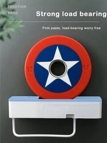 1pc Blue Bathroom Wall-Mounted Storage Rack With No Drilling, Including Toiletries Organizer, Towel Hanger, Suction Cup Storage Basket - Blue - View 7