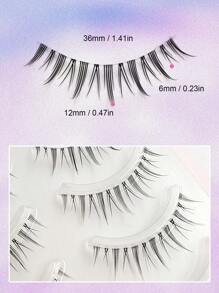 Asiteo Manga 假睫毛 5 对小恶魔自然柔软睫毛透明塑料带仙女仿貂毛睫毛 - 黑色 - 查看 2