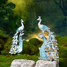 2入組簡約風格花園主題孔雀裝飾套裝,適合客廳電視柜和酒柜桌面裝飾 - 彩色 - 查看 3
