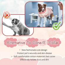 1件狗手術後恢復套裝,貓連身衣,男/女狗褲,防護項圈替代品,腹部傷口防舔套裝 - 粉色 - 查看 3