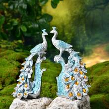 2入組簡約風格花園主題孔雀裝飾套裝,適合客廳電視柜和酒柜桌面裝飾 - 彩色 - 查看 6