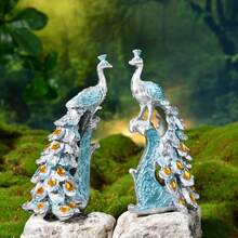 2入組簡約風格花園主題孔雀裝飾套裝,適合客廳電視柜和酒柜桌面裝飾 - 彩色 - 查看 4