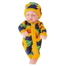 11.4英寸逼真的矽膠娃娃,用於安撫＆娛樂孩子,可更換衣服的軟乙烯基玩具,是生日或玩伴的理想禮物,是睡覺、假裝遊戲的完美伙伴,適合喜愛公主的女孩 - 向日葵哈衣閉眼款 - 查看 2