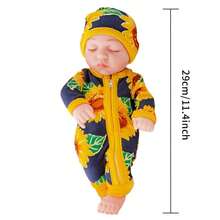 11.4英寸逼真的矽膠娃娃,用於安撫＆娛樂孩子,可更換衣服的軟乙烯基玩具,是生日或玩伴的理想禮物,是睡覺、假裝遊戲的完美伙伴,適合喜愛公主的女孩 - 向日葵哈衣閉眼款 - 查看 5